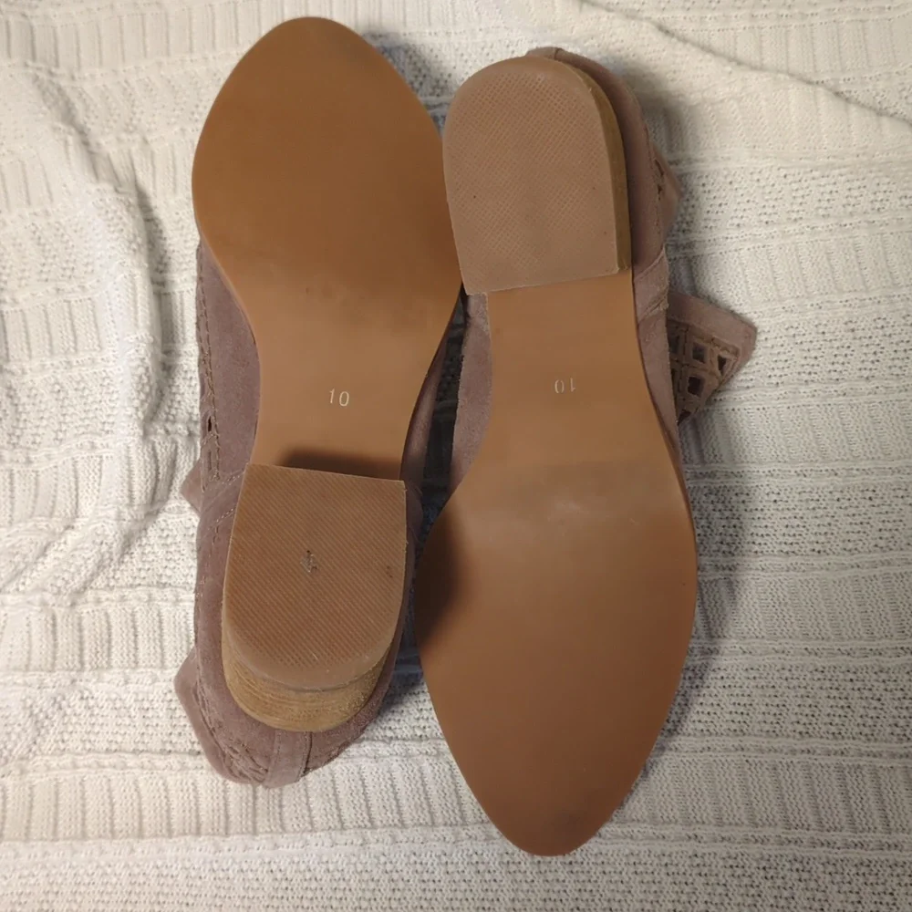 Jeffrey Campbell Taggart Suede Cutout Booties Wooden Block Heel